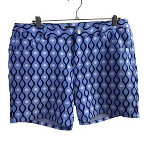 Steele Jacquard Stretch Shorts Mens Size 36 Blue Knit Chainlink Chino 6" EUC